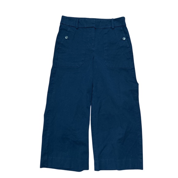 J.Crew Point Sur Navy Wide Leg Crop Pants Size 6P Petite High Rise - Picture 3 of 8